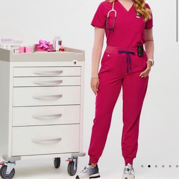 Figs Pants & Jumpsuits Figs Hot Pink High Waisted Zamora Jogger